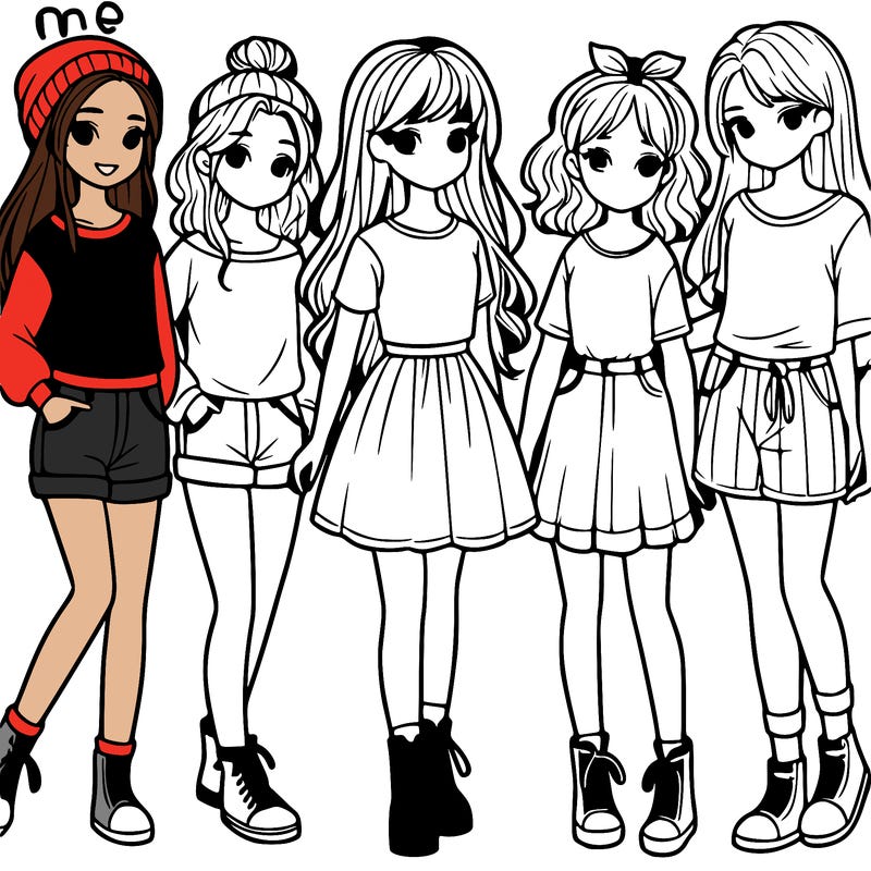 a group of five girls