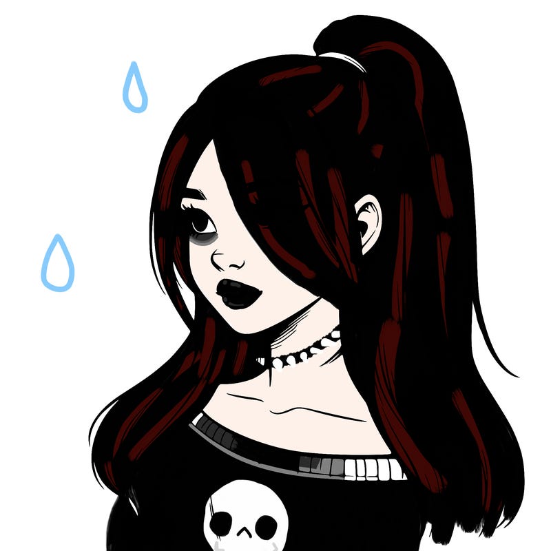 realistic girl with a high ponytail