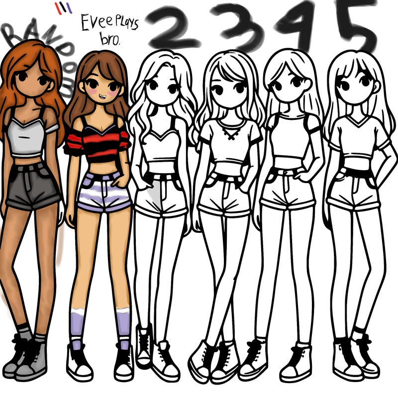 a group of girls wearing crop tops and shorts