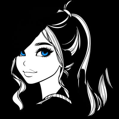 realistic girl with a high ponytail