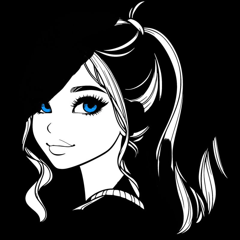 realistic girl with a high ponytail