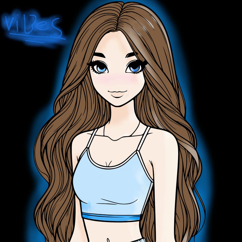 realistic girl with long hair with a crop top