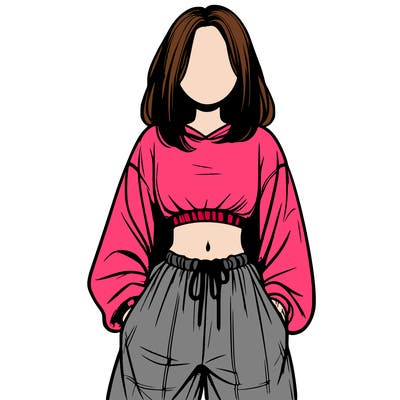 realistic girl faceless with baggy pants and a crop top