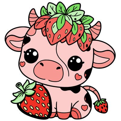 cute strawberry cow