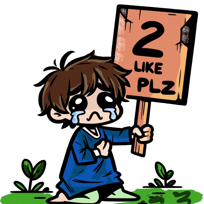 small poor toddler crying with sign that says 2 like plz
