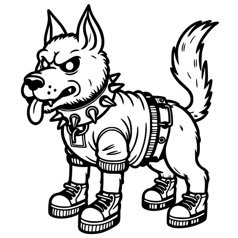 hellhound wolf with clothes