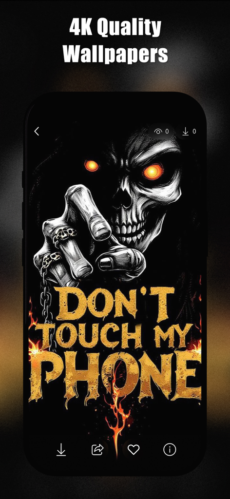Dont Touch My Phone Wallpapers - A dark aesthetic phone wallpaper featuring a skull with glowing eyes and fiery text that says Don't Touch My Phone
