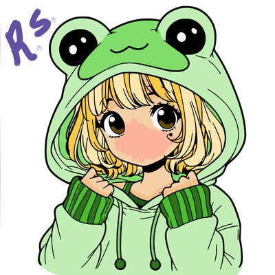 a cute teenage girl wearing a frog hoodie