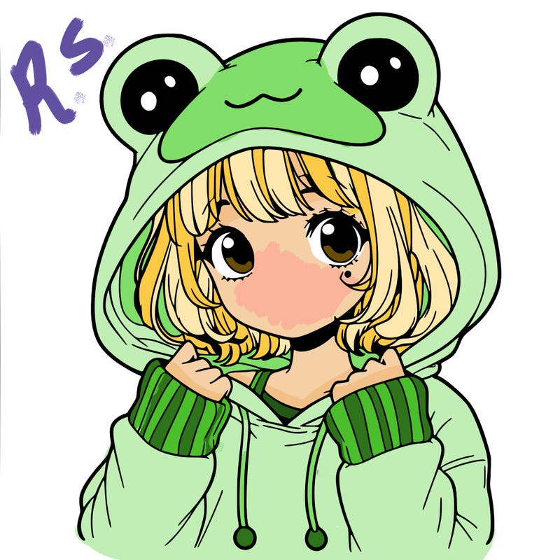 a cute teenage girl wearing a frog hoodie