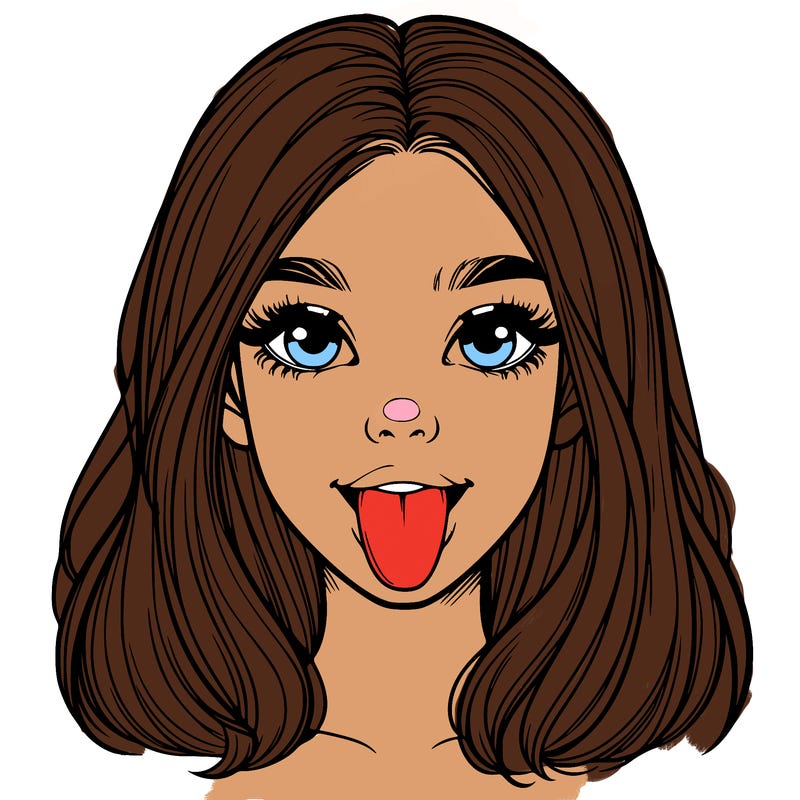 realistic girl with her tongue out