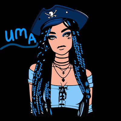 realistic girl with box braids a realistic pirate hat and crop top