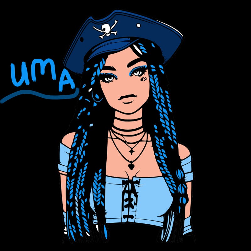 realistic girl with box braids a realistic pirate hat and crop top