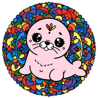 a cute baby seal mandala