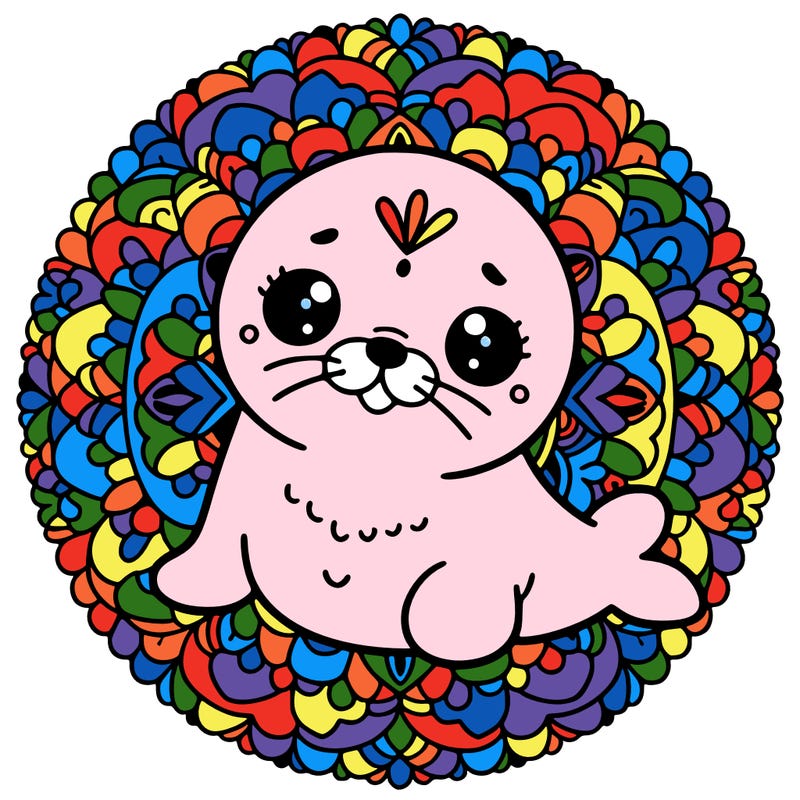 a cute baby seal mandala