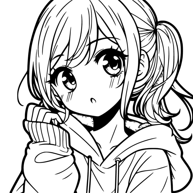 manga girl in hoodie