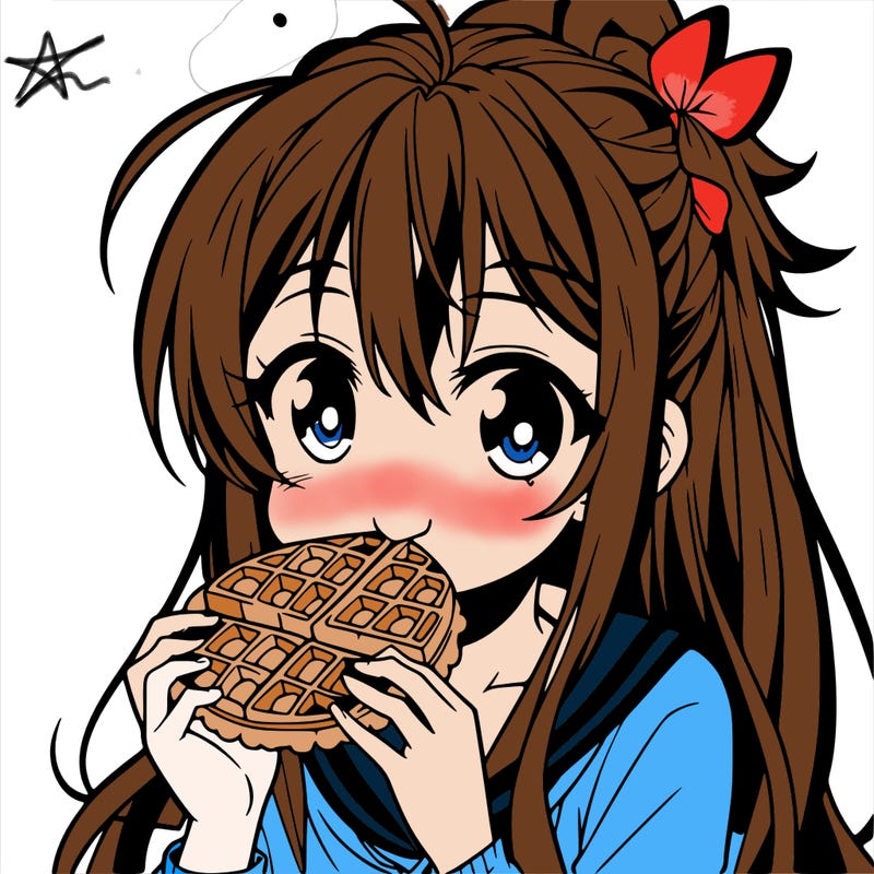 anime eating waffle