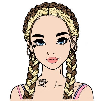 realistic girl with braids
