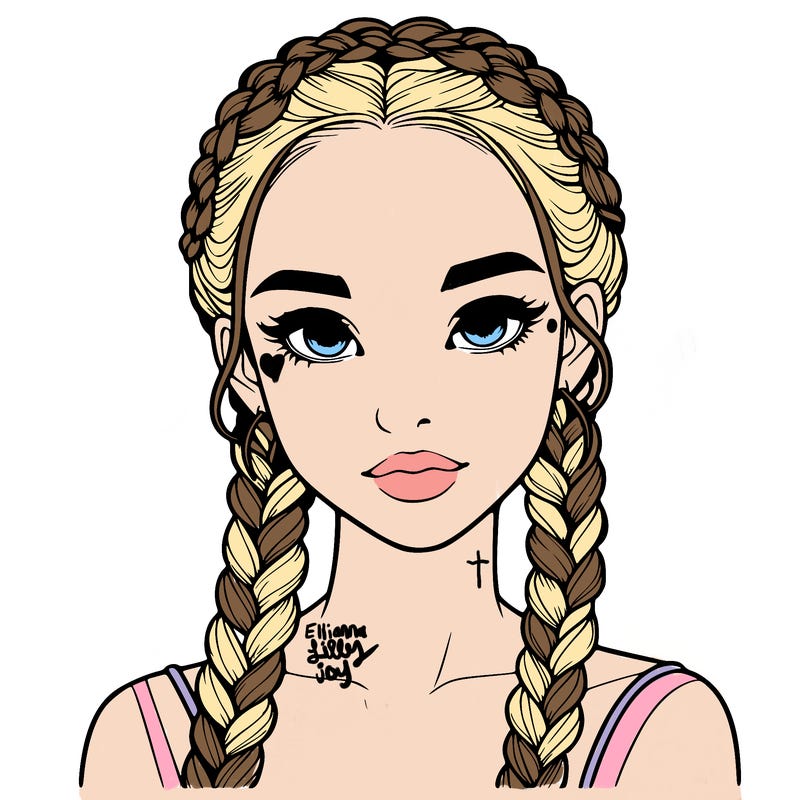 realistic girl with braids
