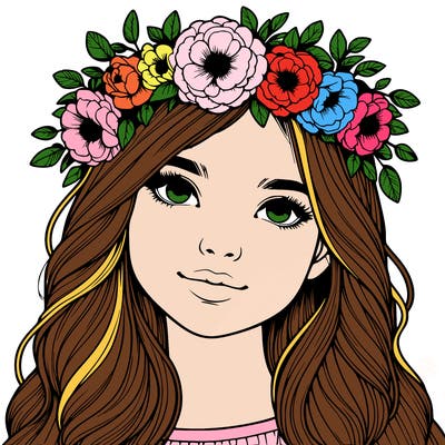realistic girl with flower crown