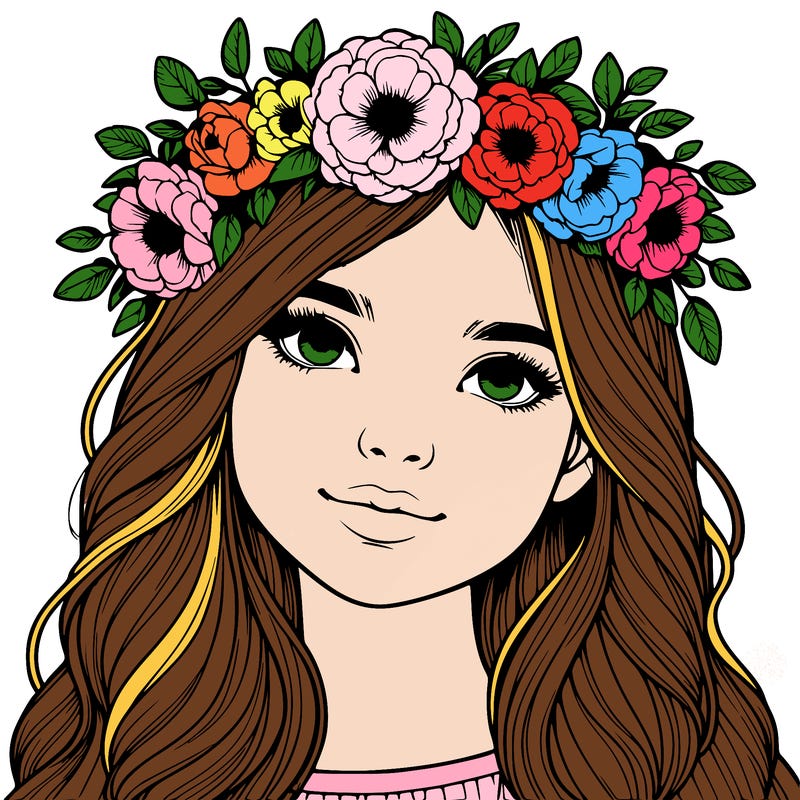 realistic girl with flower crown