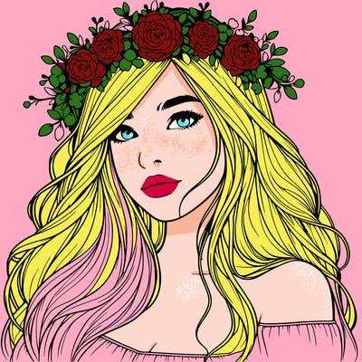 realistic girl with flower crown