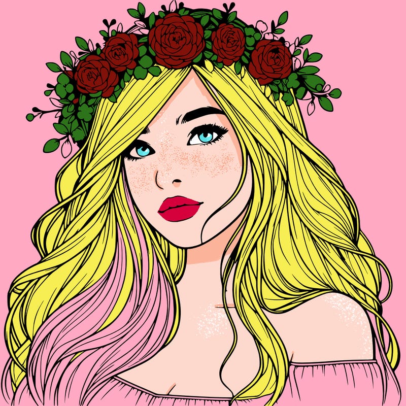 realistic girl with flower crown