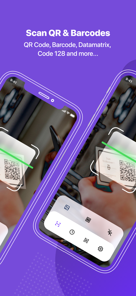 Interface of QR Creator app scanning a QR code on a mobile phone