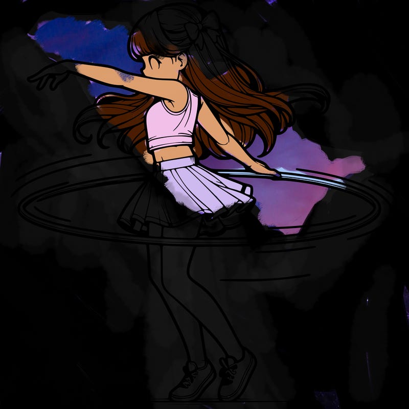 realistic girl spin hula hoop