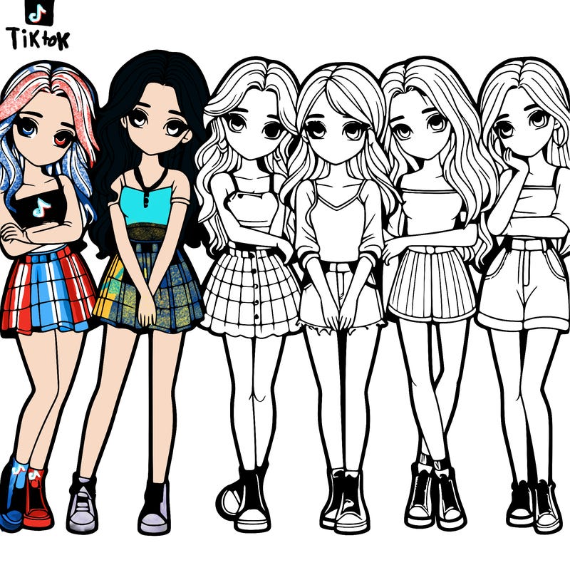 a group of girls realistic