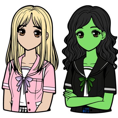 two teen school girls