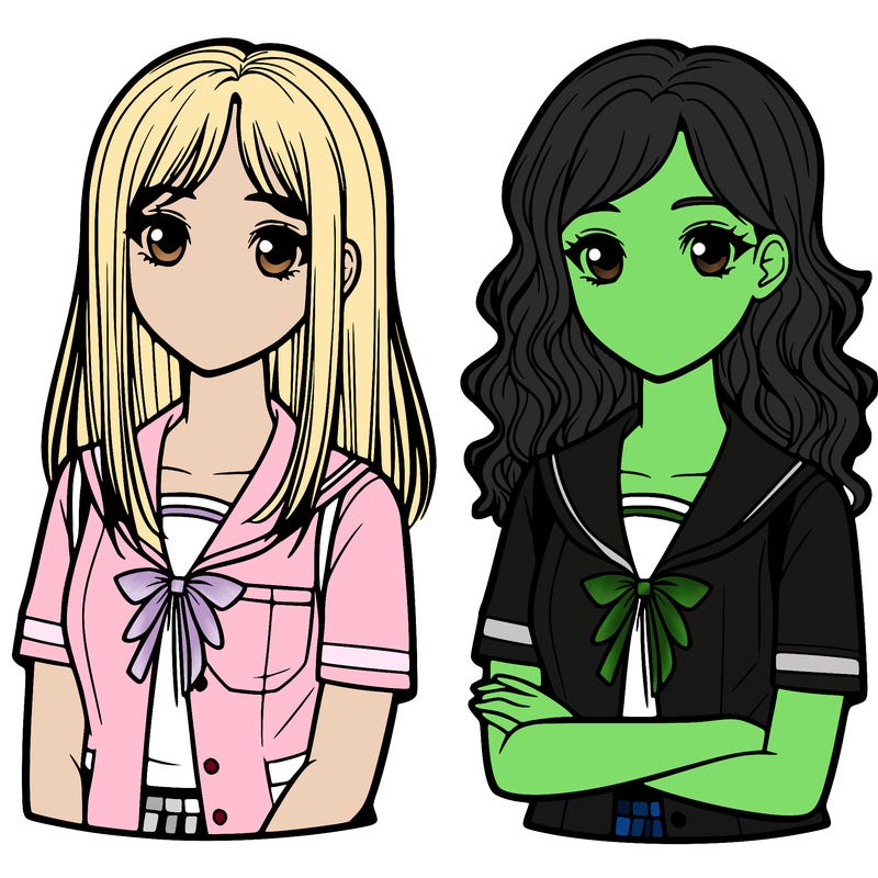 two teen school girls