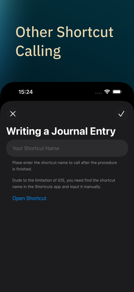 Procedural: System & Routines - Interface do aplicativo Procedural para configurar um atalho do iOS para executar automaticamente após a conclusão de uma rotina.