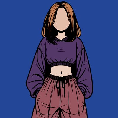 realistic girl faceless with baggy pants and a crop top