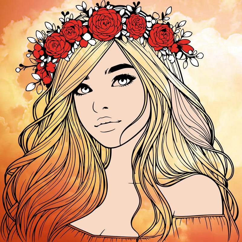 realistic girl with flower crown