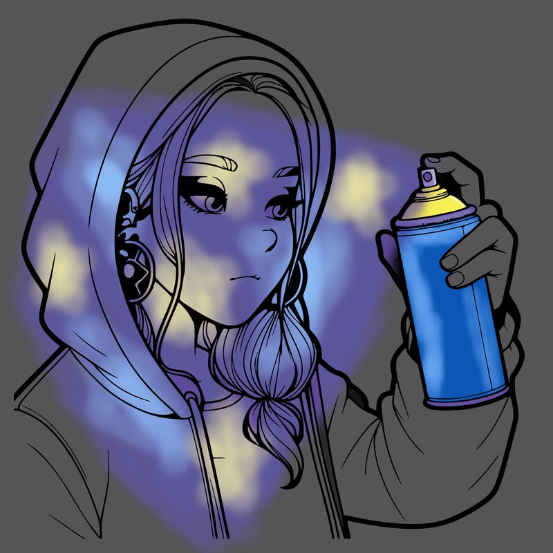 a realistic girl, spray painting