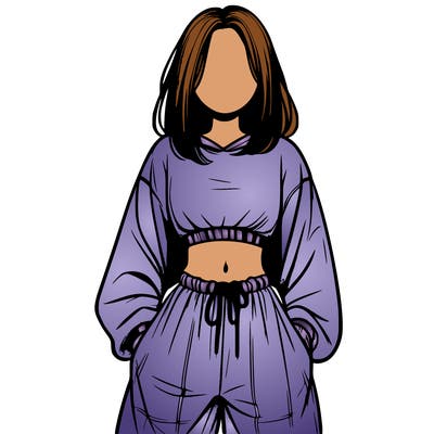 realistic girl faceless with baggy pants and a crop top