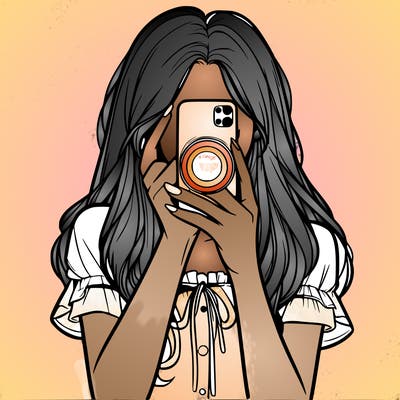 a realistic girl holding her phone taking pictures