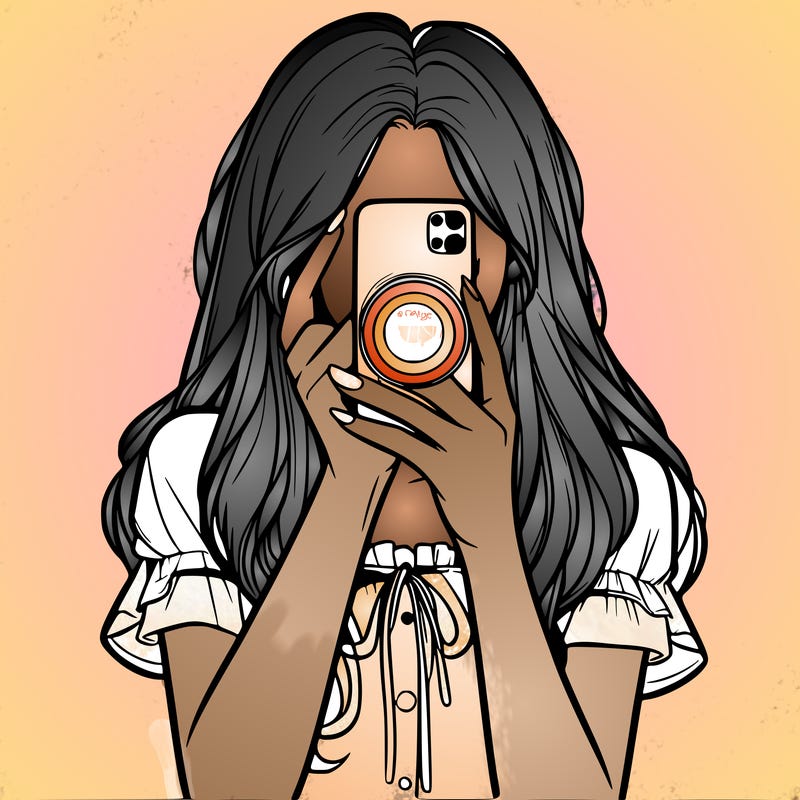 a realistic girl holding her phone taking pictures