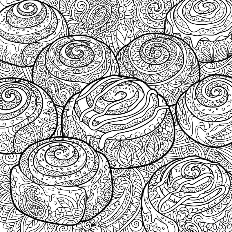 Dive into a delightful world where sweet cinnamon rolls meet intricate Zentangle art. This unique coloring page offers a relaxing and creatively stimulating experience for all ages.
