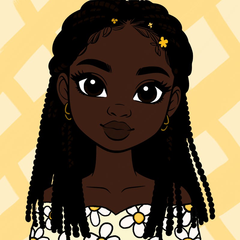 a realistic black girl with braids