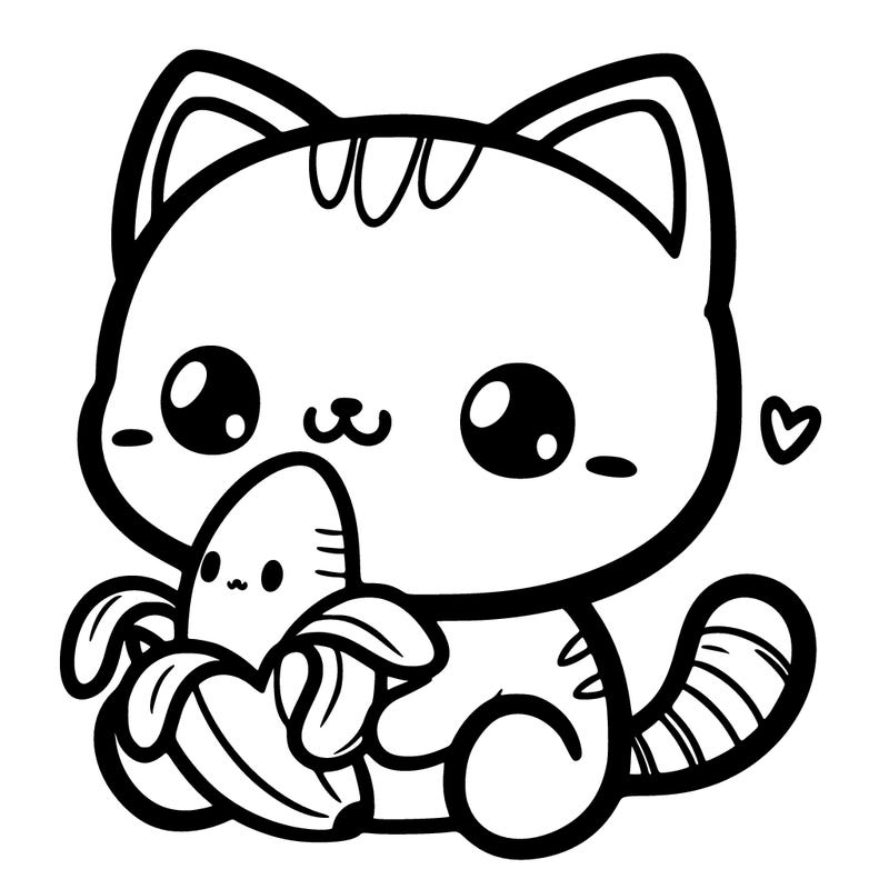 cute cat eating a banana