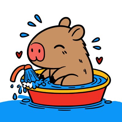 capybara taking a bath