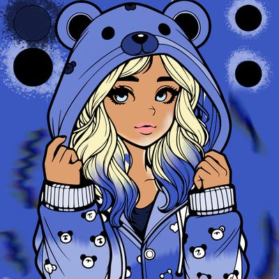 realistic girl in a animal pjs hoodie