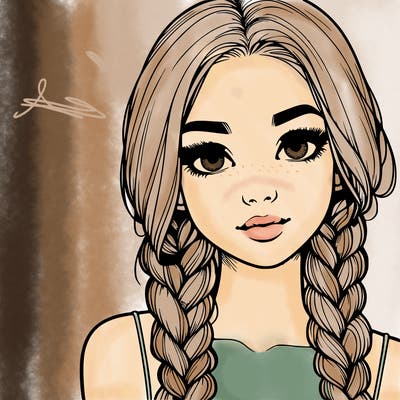 realistic girl with braids