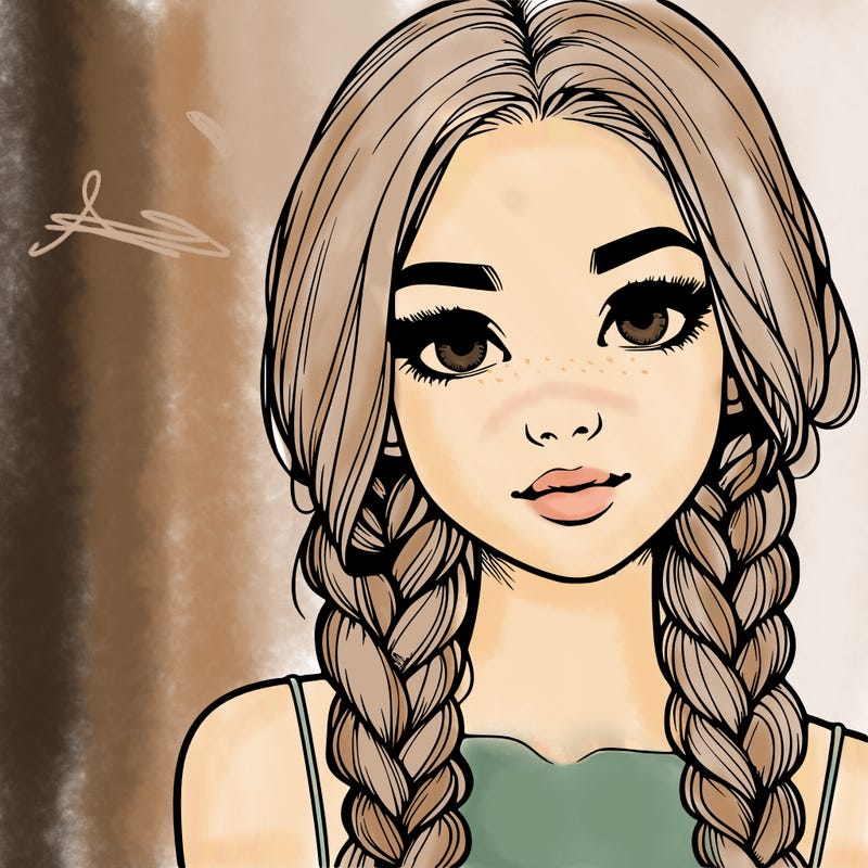 realistic girl with braids