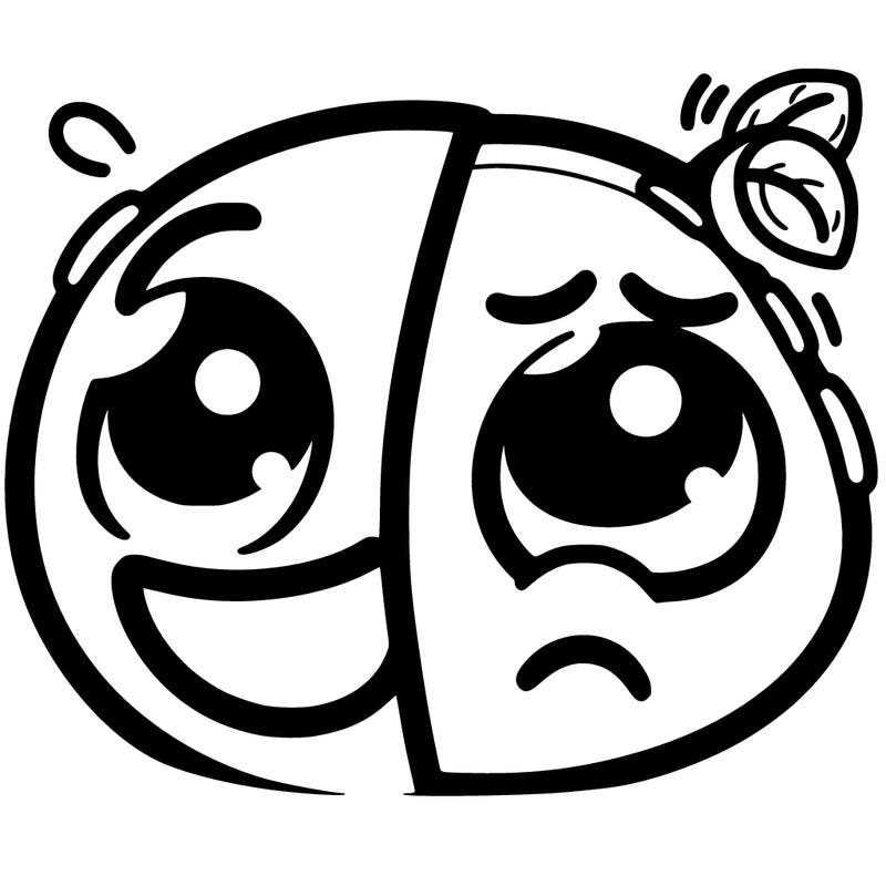 happy emoji and sad emoji in one picture