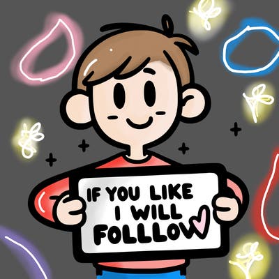 a person holding a sign that says if you like i will follow