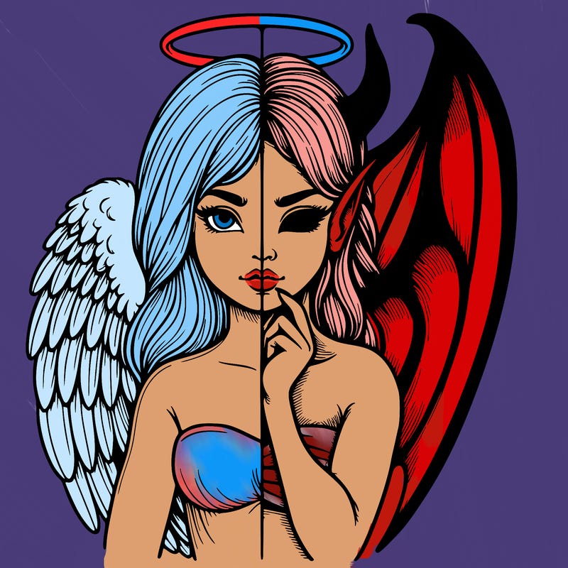 realistic angel half demon