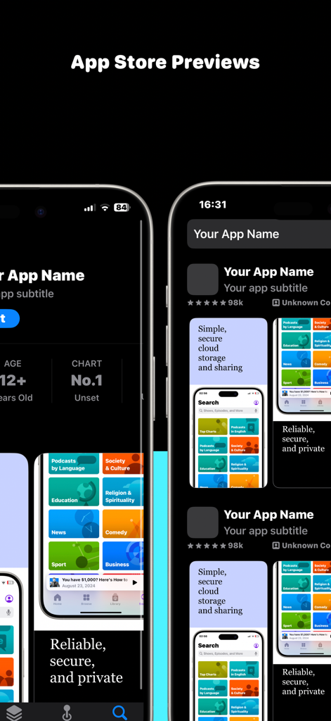 StoreView: App Screenshot Tool - Maqueta de capturas de pantalla de apps mostradas en la App Store en dispositivos iPhone
