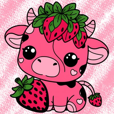cute strawberry cow